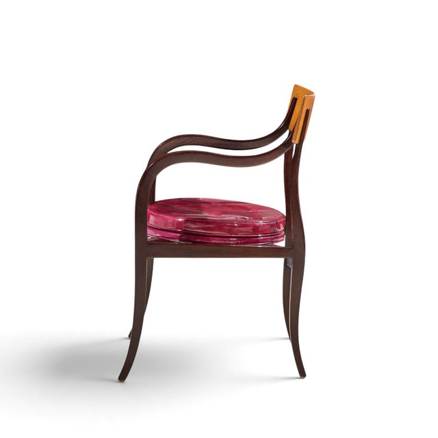 Wood Edward Wormley for Dunbar Alexandria Mid Century Walnut Armchairs - Pair For Sale - Image 7 of 13
