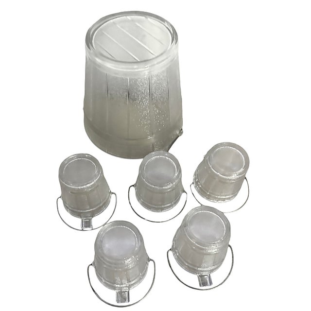 Mid 20th Century Mid 20th Century Glass Faux Oak Wood Pale Ice Bucket - A Set of 7 For Sale - Image 5 of 9