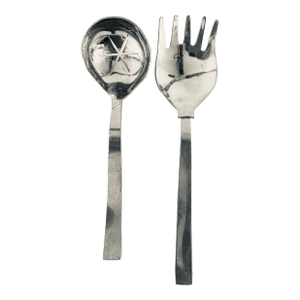 Vintage Modern Signed Pewter by Ken Lundy Utensil Serving Set of 2