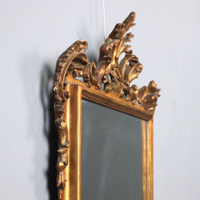 Gold 20th Century Mirror with Gilded and Carved Wooden Frame, Italy For Sale - Image 8 of 11