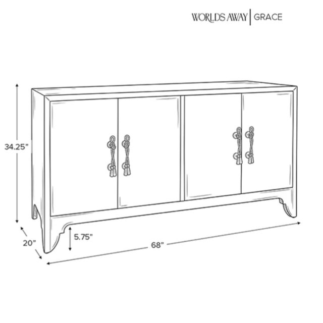 Matthew Izzo Home Grace Chocolate Brown Four Door Buffet With Brass Tassel Door Pulls For Sale - Image 11 of 11