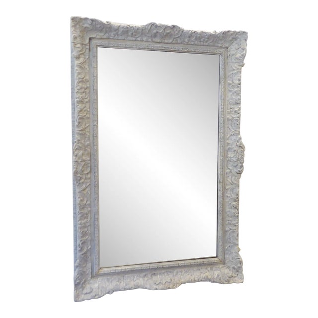 Vintage Whitewashed Rococo Style Mirror For Sale