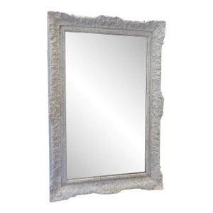 Vintage Whitewashed Rococo Style Mirror