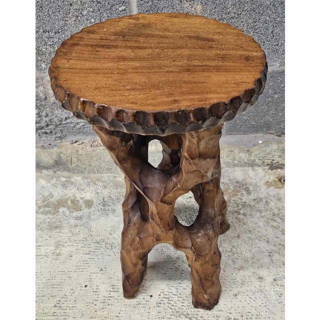 Mid-Century Japanese Free Form Stool / Stand. Measures 11" in width, 11" in depth and 16" in height