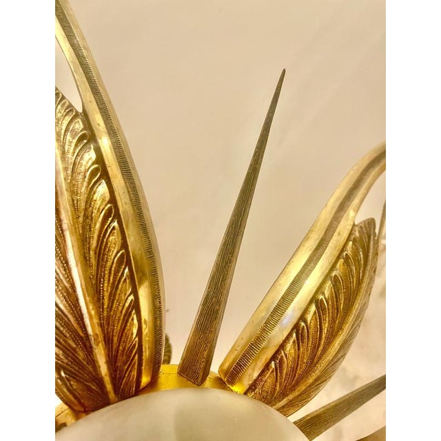 1930s Art Deco French Chandelier with Gilt Bronze and Glass Starburst Sunburst, 1935 For Sale - Image 5 of 11