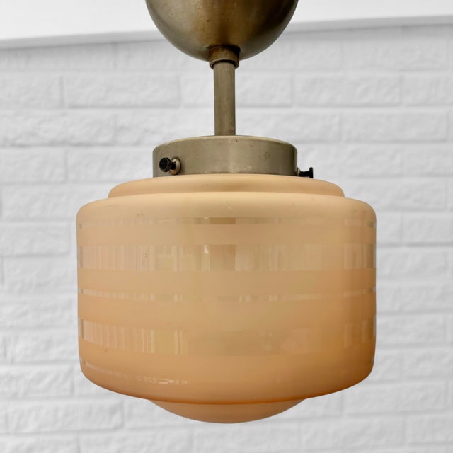 Modern Scandinavian Modern Pendant Lamp in Havana Glass and Steel, Sweden, 1930s For Sale - Image 3 of 8