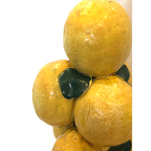 Italian Ceramic Giant Lemon Topiary In Basket Centerpiece 28