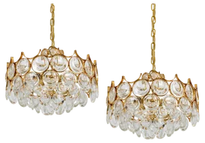 Vintage German Gilt Brass Chandelier from Palwa, 1970s