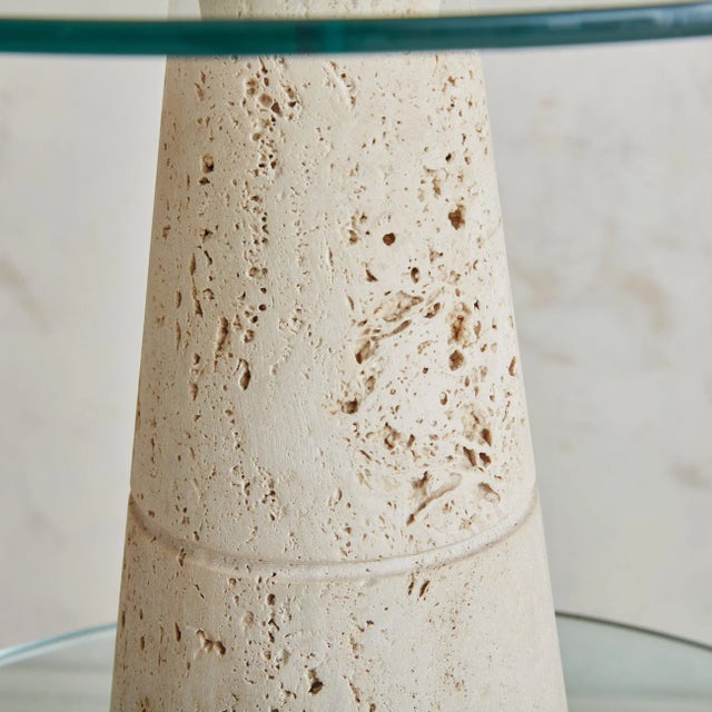 Off-white 7 Piece Travertine + Glass Sculptural Shelf, Italy 1960s For Sale - Image 8 of 11