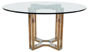 Gold and Chrome Round Glass Top Centre Table from Boulanger, 1970s
