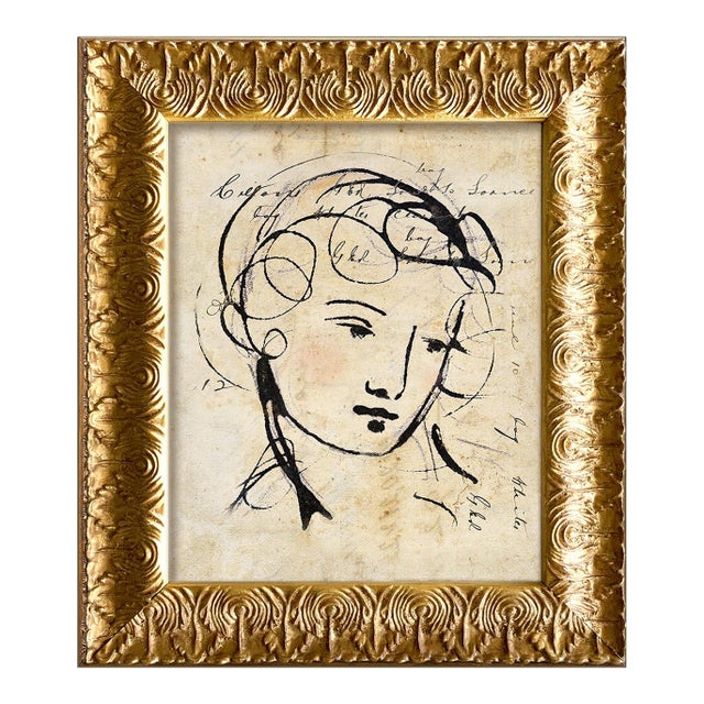 Reproduction Print of Vintage Apollo Sketch, Framed For Sale