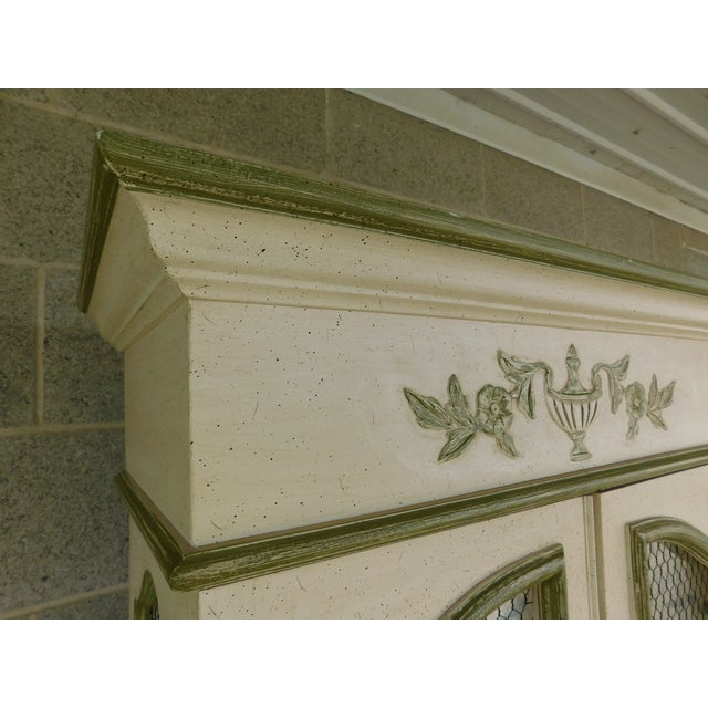 Hekman French Country Style Alabaster Lime Green Lighted Curio Cabinet For Sale - Image 9 of 16