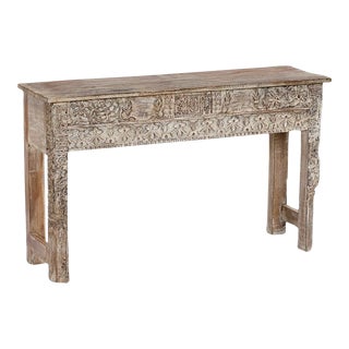 Vintage Indian Teakwood Console Table Constructed From Antique Architectural Elements For Sale