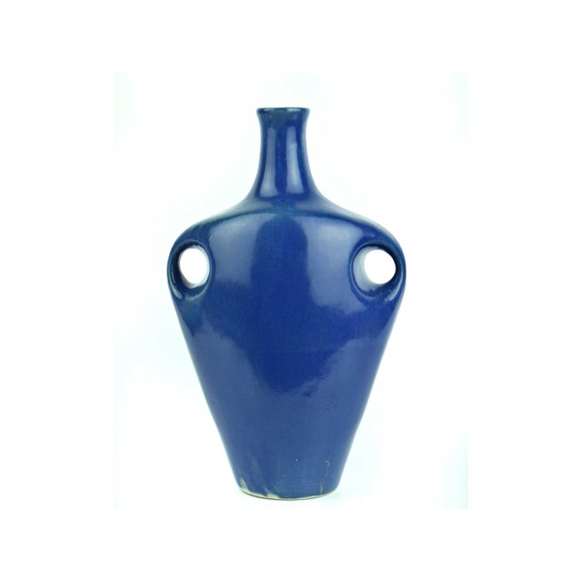Mid-Century Modern Mid 20th Century Modern Abstract Cobalt Blue Studio Pottery Vase For Sale - Image 3 of 7