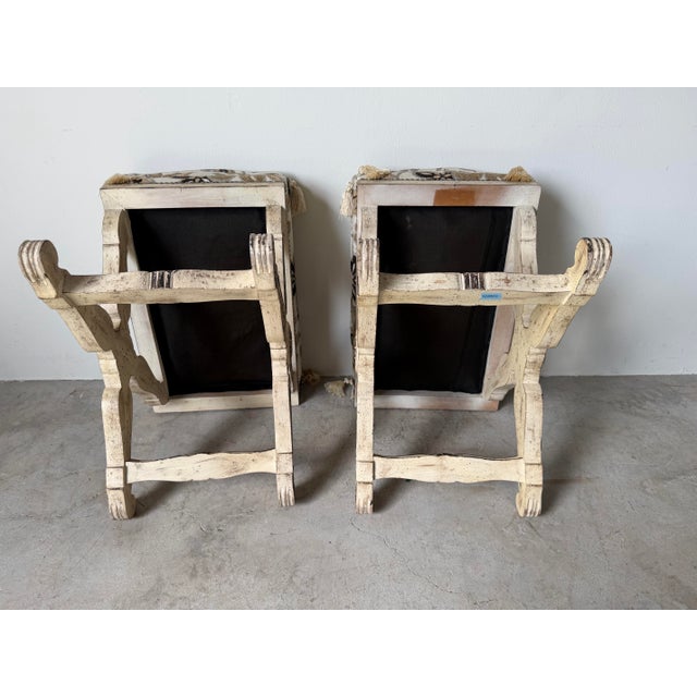 Vintage Maison Jansen Neoclassical-Style Carved Wood Ottomans – Pair For Sale - Image 11 of 11