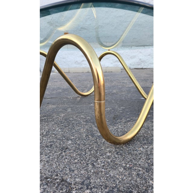 1980s Vintage Articulating Tubular Brass & Glass Coffee Table For Sale In Las Vegas - Image 6 of 10