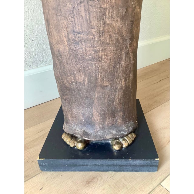 1980s 1980s Monumental Southwestern Mixed-Media Figurative Sculpture With Brass Face by Naida Seibel, 43.5” H For Sale - Image 5 of 11