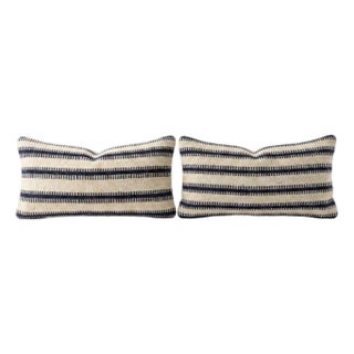 Striped Kilim Lumbar Pillow Cover 9'' X 20'' - Set of Two For Sale