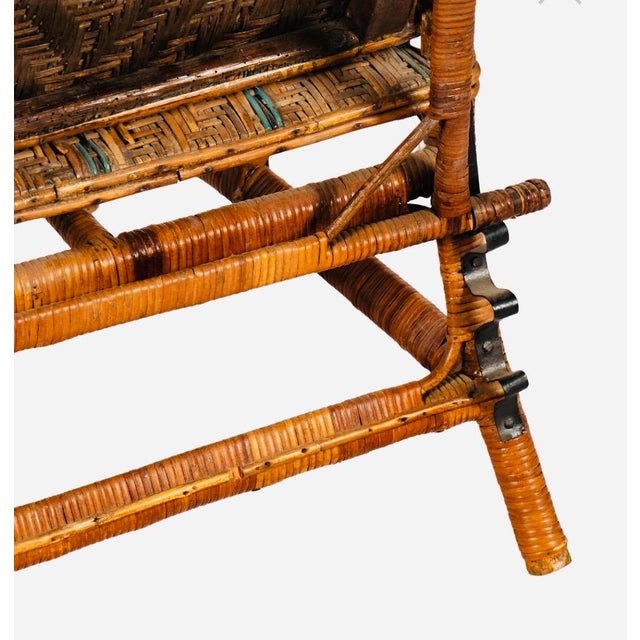Red Antique Bar Harbor Wicker Adjustable Reclining Deck Chair, Circa 1910 For Sale - Image 8 of 11