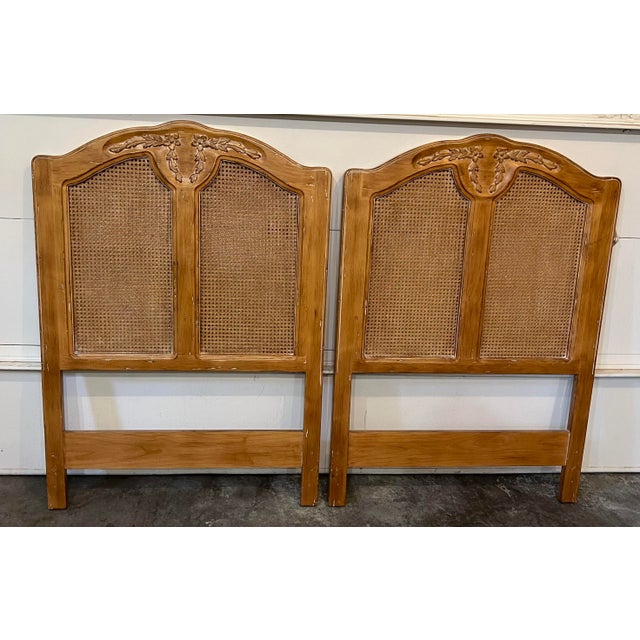 Vintage Caned Pine French Country Twin Headboard a Pair Chairish