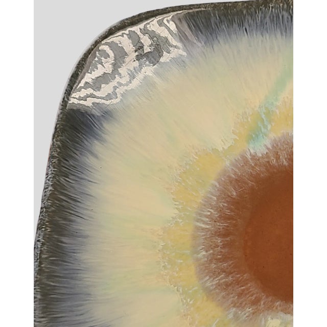Vintage Danish Modern Sunburst Glazed Pottery Candy Dish Plate Bowl Marked For Sale - Image 9 of 10