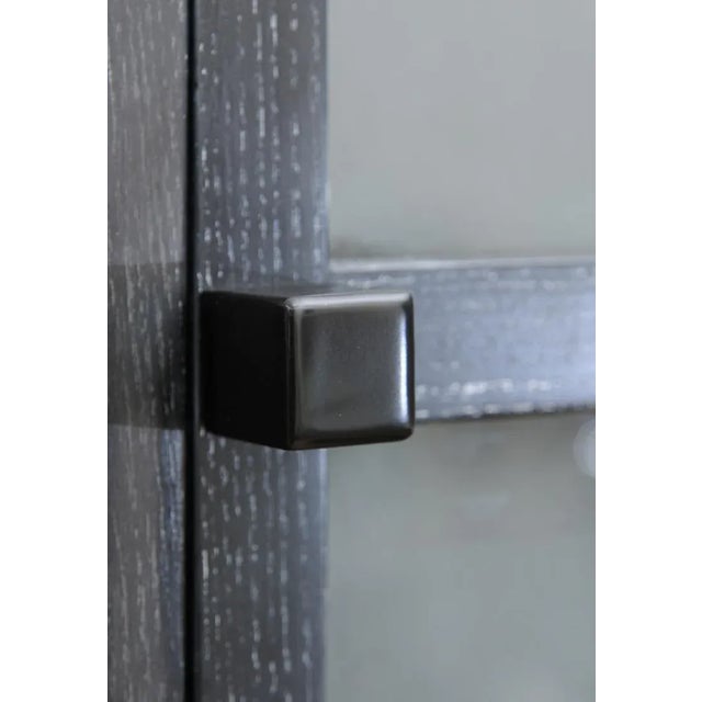 Black Vintage Rare Pace Cerused Ash and Sandblasted Glass Piombo 3 Part Cabinet For Sale - Image 8 of 9