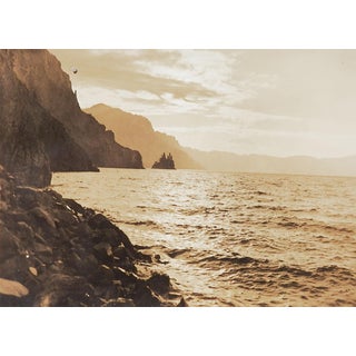 Vintage Sepia Toned Seacoast Photograph For Sale