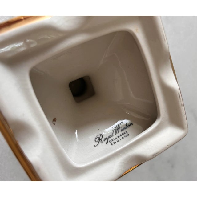 Pair of Vintage English Porcelain Candle Holders With Gold Finish For Sale - Image 11 of 11