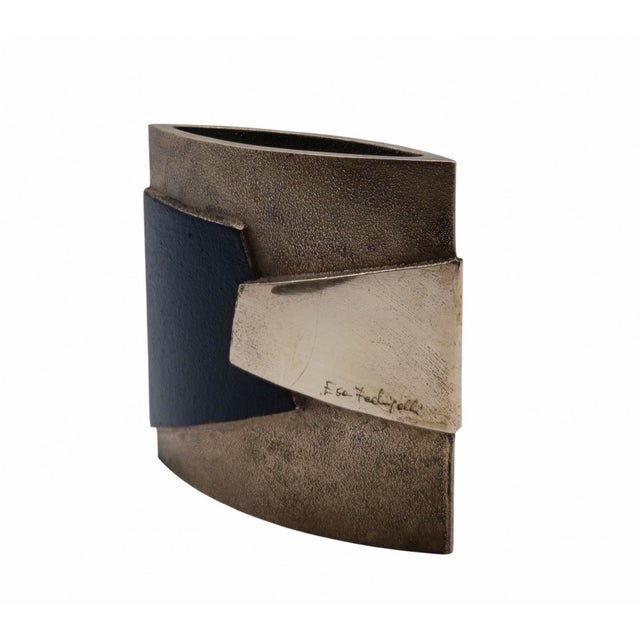 Black Vintage Bronze Vase and Empty Pockets Set by Esa Ferdigolli, Italy, 1980s, Set of 2 For Sale - Image 8 of 11