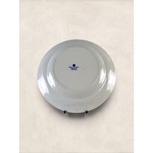 Antique English Royal Croydon 'Cromer' Blue Transferware Side Plates (5 Of) For Sale - Image 10 of 11