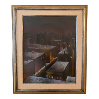 1930s Peter Berent Nocturnal Nyc Skyline For Sale