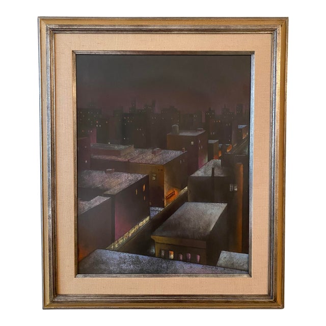 1930s Peter Berent Nocturnal Nyc Skyline For Sale