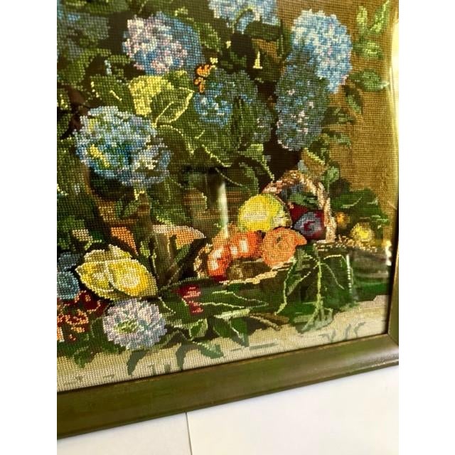 English Vintage Floral Needle Point For Sale - Image 3 of 5