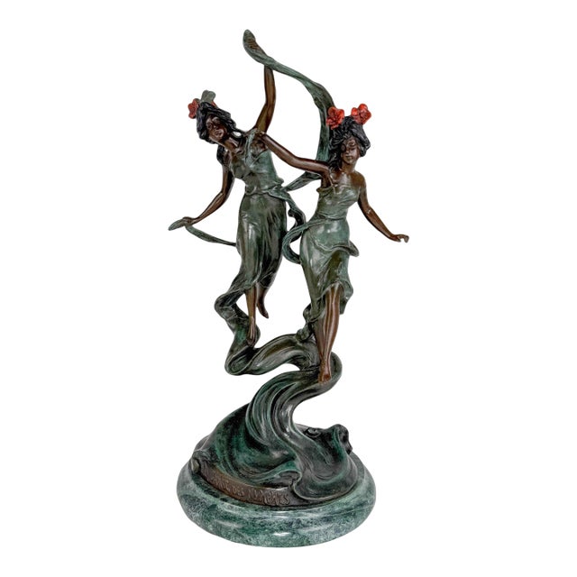 Early 20th Century Art Nouveau Bronze Nymphs Sculpture Styled After Auguste Moreau For Sale