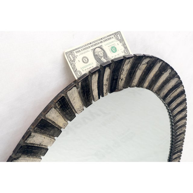 Oval Silver Gilt Composite Scallop Motif Wall Mirror Mid Century Modern For Sale - Image 9 of 9