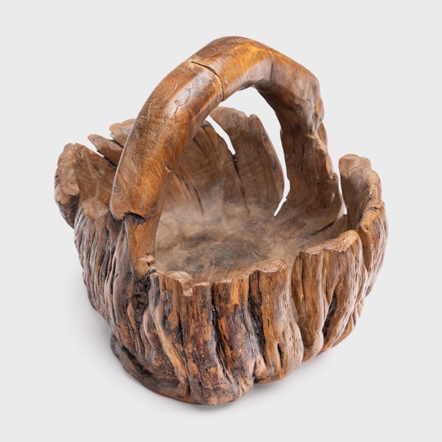 Antique Chinese Burled Market Basket For Sale - Image 4 of 5