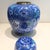Vintage Cloisonné Enamel Blue Floral Lidded Ginger Jar With Wooden Stand For Sale - Image 4 of 8