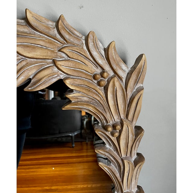Wood Serge Roche Style Palm Beach Frond Leaf Carved Mirror For Sale - Image 7 of 9