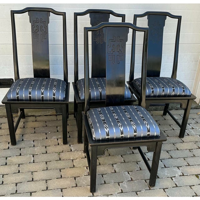 Asian Set of 4 Vintage Century Furniture “Chin Hua” Dining Chairs Design by Raymond Sobota For Sale - Image 3 of 11