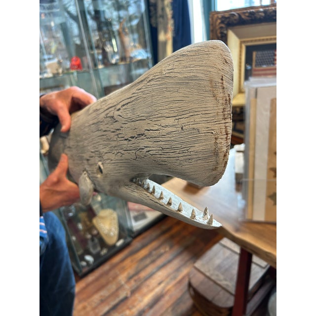Large Hand Carved & Painted Wall Sculpture of a Whale For Sale - Image 13 of 13