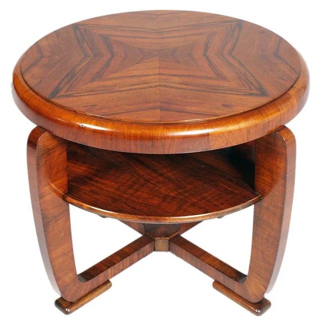 Wood Art Deco Two-Tiered Coffee Table in Walnut, 1930 For Sale - Image 7 of 7
