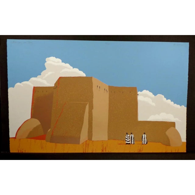 Contemporary 1980s "Strangers in Taos" Minimalist Figurative Southwestern Landscape Lithograph For Sale - Image 3 of 9