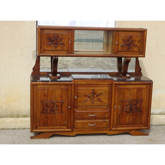 Large Mid-Century Modernn Walnut and Black Marble Cupboard For Sale - Image 16 of 18