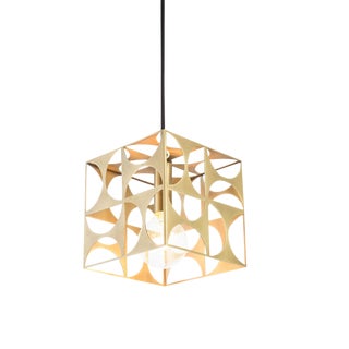 Geometric Brass Dee Pendant Light For Sale