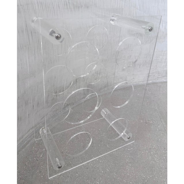 Vintage Postmodern 1980s Clear Plexiglas/Lucite 6-Bottle Wine or Champagne Rack, Holder For Sale - Image 10 of 12