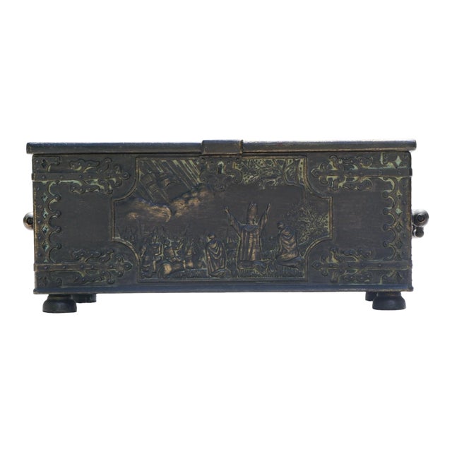 Antique Danish Bronze Lidded Box-Battle of Lyndanisse For Sale