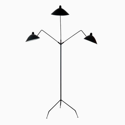 Mid-Century Modern Black Three Rotating Arms Floor Lamp by Serge Mouille For Sale - Image 4 of 15