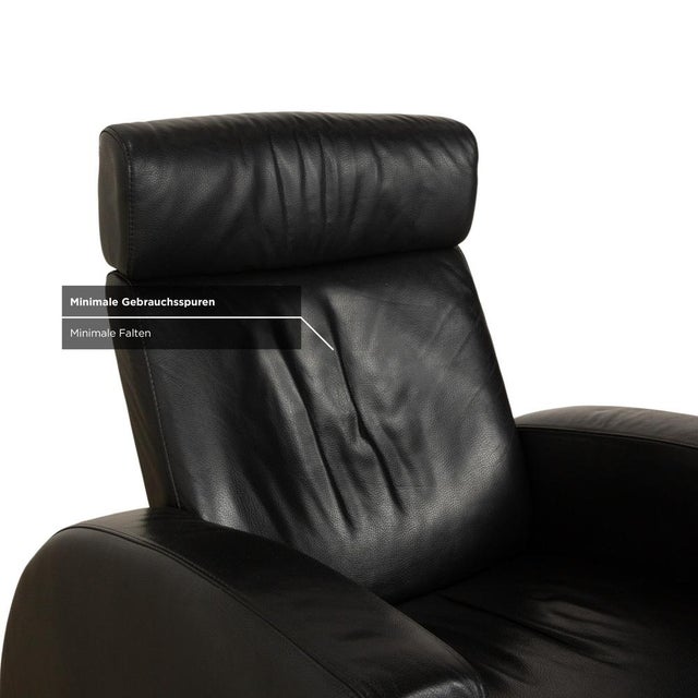 Arion Armchairs and Ottoman in Black Leather from Stressless, Set of 3 For Sale - Image 13 of 18