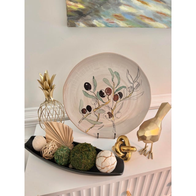 Ceramic Pottery Barn Handcrafted in Italy Olive Branch Ceramic Serving Platter - Discontinued Pattern For Sale - Image 7 of 7