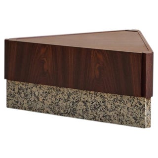French Rosewood + Granite Triangular Coffee Table, 1940s For Sale